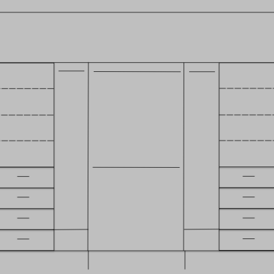 2700 3600 3 Door Deluxe Robe His And Hers With Joint Double Hanging 